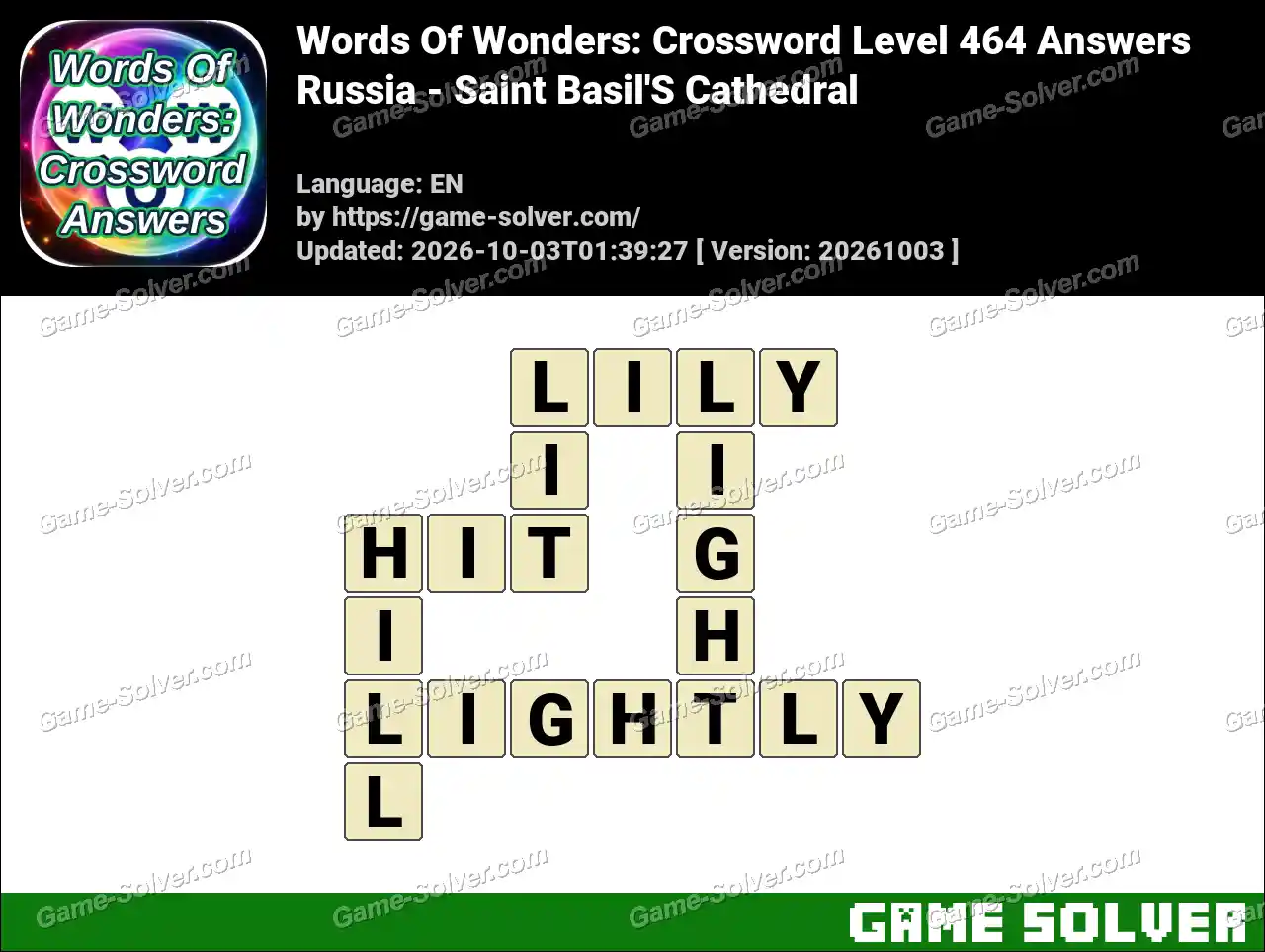 Words Of Wonders: Crossword Level 464 Answers – Russia – Saint Basil’S Cathedral